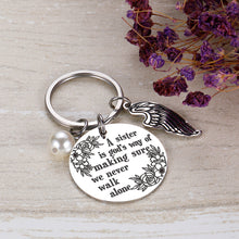 Load image into Gallery viewer, Sister Keychain Gifts from Sister Brother A sister is God’s Way of Making Sure We Never Walk Alone Sister Jewelry Christmas Birthday Gifts Sister Jewelry Friendship Keychain for Sisters BFF