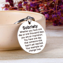 Load image into Gallery viewer, Sobriety Recovery Gifts Inspirational Keychain for Daughter Sister Friend Boyfriend Sponsor AA Alcoholics Anonymous Birthday Gift for Cancer Survivor Women Men Christmas Thanksgiving