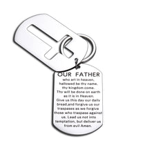 Load image into Gallery viewer, Bible Verse Keychain for Wife Husband Brother Sister Nephew Niece Lords Prayer Cross keychain Family Gif for Father Mother Grandson Granddaughter for Engagement Gathering Baptism