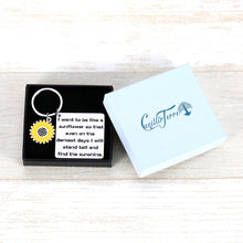 Load image into Gallery viewer, Sunflower Charm Keychain Inspirational Graduation Birthday Christmas Friendship Gifts Encourage Keyring for Sisters Daughters Girl Women Friends I Want to be Like A Sunflower