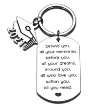 Load image into Gallery viewer, 2021 Graduation Keychain Inspirational Gifts for Him Her Best Friend Daughter Son Nurse Student Practitioner Masters Degree Graduates from College Medical High School Dad Mom
