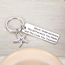 Load image into Gallery viewer, Thank You Gift Keychain for Social Worker Volunteer Nurse Teacher Employee Appreciation Gifts for Coach Coworker Doctor Family Retirement Gift Never Underestimate the Difference You Made
