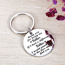 Load image into Gallery viewer, Sister Keychain from Sister Brother Funny Friendship Jewelry Gift for Sister in Law Women BFF Best Friend Besties Birthday Wedding Graduation Christmas Thank You for Being My Sister