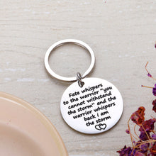 Load image into Gallery viewer, Graduation Gift Keychain for Women Men Teen Girls Boys Encouragement Keychain Inspirational Keyring Fate Whispers to The Warrior Jewelry Gift for Son Daughter Feminist Fighter Survivor