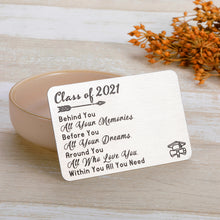 Load image into Gallery viewer, Class of 2021 Graduation Gifts for Him Her Wallet Insert Card Girls Boys Graduate Wallet Cards for 2021 Grads Son Daughter Nurse Master Grads Granddaughter Grandson Men Women