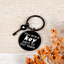Load image into Gallery viewer, Cute Team Gifts Keychain for Coworkers Colleagues Partners Team Members Gifts for Appreciation Promotion Retiring Leaving Away Farewell Goodbye Gifts for Leaders Captain Key Part of Our Team Key Ring