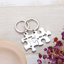 Load image into Gallery viewer, Couple Keychain Gifts Her One His Only For Bff Boyfriend Girlfirend Fiancée Husband Wife Puzzle Piece Pendent for Him Her Valentines’ Day Stocking Stuffer Anniversary Wedding New Year