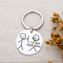 Load image into Gallery viewer, Funny Best Friend Keychain for Friends Besties BFF Inspirational Gif for Daughter Son Brothers Sisters Family from Mom Dad Friendship Men Women Graduation Birthday Keychain I’ve Got Your Back Silver