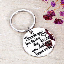 Load image into Gallery viewer, Mother's Day Keychain Mom Gifts for Step Mother New Mom Adoptive Mother Wife from Daughter Son Birthday Anniversary Wedding Valentine's Day Gifts Thank You for Being The mom