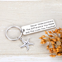 Load image into Gallery viewer, Thank You Gift Keychain for Social Worker Volunteer Nurse Teacher Employee Appreciation Gifts for Coach Coworker Doctor Family Retirement Gift Never Underestimate the Difference You Made