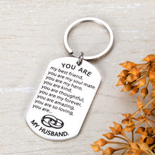 Load image into Gallery viewer, Anniversary Gif for Husband from Wife Soulmate Love Wedding Keychain Gifts Valentines Day Birthday Engagement Keychain Romantic for Him Man Hubby Lover Fiance Boyfriend