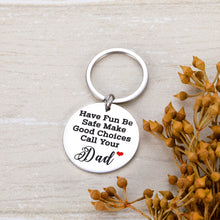Load image into Gallery viewer, New Driver Keychain from Dad for Daughter Son High School Keychain for College Teen Boys Girls Students Sweet 16 Going Away Gift Reminder Keyring for Graduation Party Anniversary