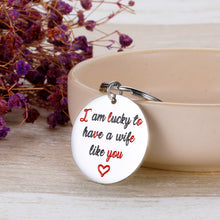 Load image into Gallery viewer, Birthday Wife Present Keychain for Her Wife Girlfriend Fiance Woman Present from Husband Boyfriend Love Funny Couple Keychain Anniversary Wedding Valentine Thanksgiving Day