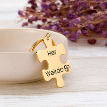 Load image into Gallery viewer, Couple Keychain Set Gifts for Husband Wife Boyfriend Girlfriend His Crazy Her Weirdo 2PCS Set Birthday Valentines Day Wedding Key Chain for Women Men Anniversary Present for Boys Girls