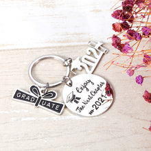 Load image into Gallery viewer, Graduation Keychain Gifts for Class 2021 Boys Girls Graduation Key Chain from High School College Gift Enjoy The Next Chapter Key Ring for Him Her Sons Daughters Students Graduates from Mom Dad