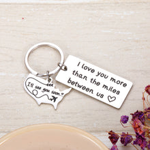 Load image into Gallery viewer, Long Distance Relationships Gifts Keychain For Couples Boyfriend Husband Fiance Girlfriend Going Away Gift I’ll See You Soon State Keychain Personalized Couples Jewelry Husband Dad Gifts