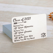 Load image into Gallery viewer, Class of 2021 Graduation Gifts for Him Her Wallet Insert Card Girls Boys Graduate Wallet Cards for 2021 Grads Son Daughter Nurse Master Grads Granddaughter Grandson Men Women