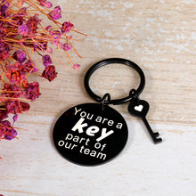 Load image into Gallery viewer, Cute Team Gifts Keychain for Coworkers Colleagues Partners Team Members Gifts for Appreciation Promotion Retiring Leaving Away Farewell Goodbye Gifts for Leaders Captain Key Part of Our Team Key Ring