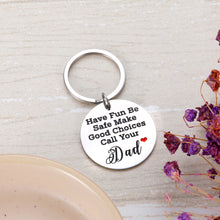 Load image into Gallery viewer, New Driver Keychain from Dad for Daughter Son High School Keychain for College Teen Boys Girls Students Sweet 16 Going Away Gift Reminder Keyring for Graduation Party Anniversary