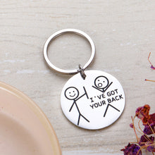 Load image into Gallery viewer, Funny Best Friend Keychain for Friends Besties BFF Inspirational Gif for Daughter Son Brothers Sisters Family from Mom Dad Friendship Men Women Graduation Birthday Keychain I’ve Got Your Back Silver