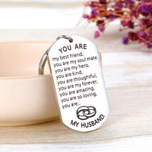 Load image into Gallery viewer, Anniversary Gif for Husband from Wife Soulmate Love Wedding Keychain Gifts Valentines Day Birthday Engagement Keychain Romantic for Him Man Hubby Lover Fiance Boyfriend