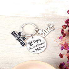 Load image into Gallery viewer, Graduation Keychain Gifts for Class 2021 Boys Girls Graduation Key Chain from High School College Gift Enjoy The Next Chapter Key Ring for Him Her Sons Daughters Students Graduates from Mom Dad