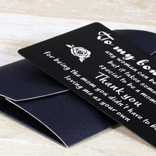 Load image into Gallery viewer, Bonus Mom Gifts Wallet Card Inserts from Daughter Son Mothers Day Birthday Christmas Thanksgiving Appreciation Gifts for mummy mom Metal Wallet Insert Card for Stepmom Gifts from Stepson Stepdaughter