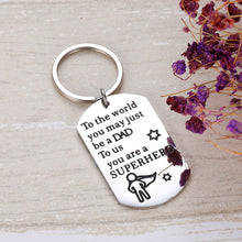 Load image into Gallery viewer, Fathers’ Day Gif Husband Keychain for Daddy Stepdad from Son Daughter Wife Kids Father of The Bride Superhero Gif for Wedding Anniversary Birthday Stocking Stuffers Valentine’s Day Men Him