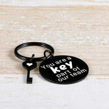 Load image into Gallery viewer, Cute Team Gifts Keychain for Coworkers Colleagues Partners Team Members Gifts for Appreciation Promotion Retiring Leaving Away Farewell Goodbye Gifts for Leaders Captain Key Part of Our Team Key Ring
