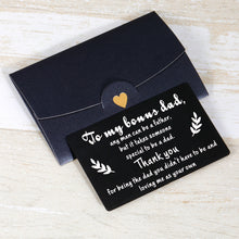 Load image into Gallery viewer, Fathers Day Gif Wallet Card Inserts from Daughter Son Birthday Christmas Thanksgiving Appreciation Father-in-Law Day Gifts for Bonus Dad Stepdad Metal Wallet Insert Card from Stepson Stepdaughter