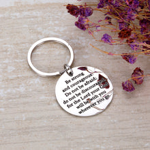 Load image into Gallery viewer, Inspirational Keychain for Son Daughter Graduation Present Keychain Christian Religious Jewelry Be Strong and Courageous Godson Goddaughter Bible Verse Baptisms Quotes Motivational Keyring