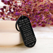 Load image into Gallery viewer, Inspirational Gif to Son from Mom Stepmother I Love You Keychain Birthday Encouragement Graduation Valentines Back to School Going Away Gif Keyring for Teen Boys Stepson Teenage Men Him Black