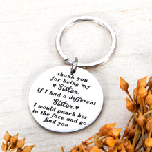 Load image into Gallery viewer, Sister Keychain from Sister Brother Funny Friendship Jewelry Gift for Sister in Law Women BFF Best Friend Besties Birthday Wedding Graduation Christmas Thank You for Being My Sister