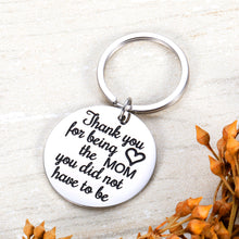 Load image into Gallery viewer, Mother's Day Keychain Mom Gifts for Step Mother New Mom Adoptive Mother Wife from Daughter Son Birthday Anniversary Wedding Valentine's Day Gifts Thank You for Being The mom
