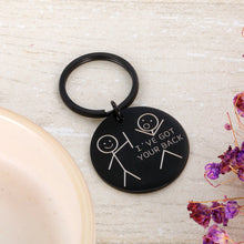 Load image into Gallery viewer, Funny Best Friend Keychain for Friends Besties BFF Inspirational Gif for Daughter Son Brothers Sisters Family from Mom Dad Friendship Men Women Graduation Birthday Keychain I’ve Got Your Back Black