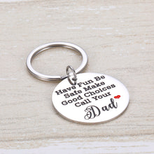 Load image into Gallery viewer, New Driver Keychain from Dad for Daughter Son High School Keychain for College Teen Boys Girls Students Sweet 16 Going Away Gift Reminder Keyring for Graduation Party Anniversary