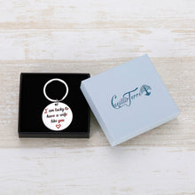 Load image into Gallery viewer, Birthday Wife Present Keychain for Her Wife Girlfriend Fiance Woman Present from Husband Boyfriend Love Funny Couple Keychain Anniversary Wedding Valentine Thanksgiving Day