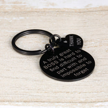 Load image into Gallery viewer, Boss Appreciation Gift Keychain for Supervisor Leader Manager Thank You Mentor Retirement Leaving Birthday Christmas Gifts Goodbye Leaving Gift Keyring for Coworker Colleague Women Men
