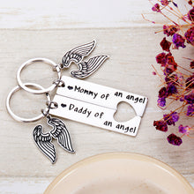 Load image into Gallery viewer, Loss Memorial Keychain Mommy and Daddy of An Angel Keychain Set Miscarriage Keepsake Remembrance Keychain for Dad Mom Men Women Baby Memorial Jewelry Sympathy Gift for Parents Infants Loss