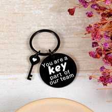 Load image into Gallery viewer, Cute Team Gifts Keychain for Coworkers Colleagues Partners Team Members Gifts for Appreciation Promotion Retiring Leaving Away Farewell Goodbye Gifts for Leaders Captain Key Part of Our Team Key Ring