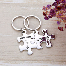 Load image into Gallery viewer, Couple Keychain Gifts Her One His Only For Bff Boyfriend Girlfirend Fiancée Husband Wife Puzzle Piece Pendent for Him Her Valentines’ Day Stocking Stuffer Anniversary Wedding New Year