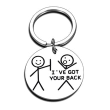 Load image into Gallery viewer, Funny Best Friend Keychain for Friends Besties BFF Inspirational Gif for Daughter Son Brothers Sisters Family from Mom Dad Friendship Men Women Graduation Birthday Keychain I’ve Got Your Back Silver