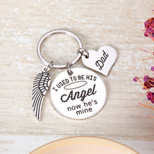 Load image into Gallery viewer, Loss of Dad Sympathy Gift for Son Daughter Loss of Father Gift Memory Jewelry I Used to be His Angle Dad Memorial Keychain Father in Heaven Angel Keyring