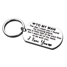 Load image into Gallery viewer, Husband Boyfriend Gifts to My Man Keychain for Him Fiance Lover Birthday Anniversary Engagement Wedding Stocking Stuffer Valentines’ Day Jewelry Keychain from Girlfriend Wife