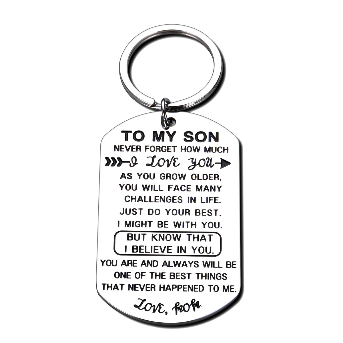 "To My Daughter" Keychain Gift From Dad - Stainless Steel Inspirational Message, 50x28mm
