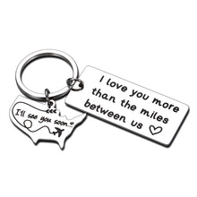 Load image into Gallery viewer, Long Distance Relationships Gifts Keychain For Couples Boyfriend Husband Fiance Girlfriend Going Away Gift I’ll See You Soon State Keychain Personalized Couples Jewelry Husband Dad Gifts