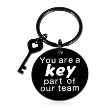 Load image into Gallery viewer, Cute Team Gifts Keychain for Coworkers Colleagues Partners Team Members Gifts for Appreciation Promotion Retiring Leaving Away Farewell Goodbye Gifts for Leaders Captain Key Part of Our Team Key Ring