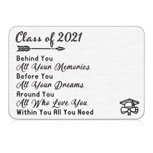 Load image into Gallery viewer, Class of 2021 Graduation Gifts for Him Her Wallet Insert Card Girls Boys Graduate Wallet Cards for 2021 Grads Son Daughter Nurse Master Grads Granddaughter Grandson Men Women