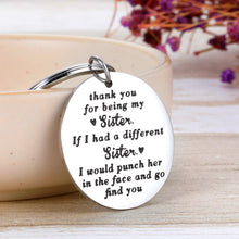 Load image into Gallery viewer, Sister Keychain from Sister Brother Funny Friendship Jewelry Gift for Sister in Law Women BFF Best Friend Besties Birthday Wedding Graduation Christmas Thank You for Being My Sister