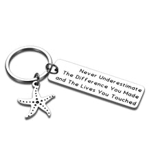 Load image into Gallery viewer, Thank You Gift Keychain for Social Worker Volunteer Nurse Teacher Employee Appreciation Gifts for Coach Coworker Doctor Family Retirement Gift Never Underestimate the Difference You Made